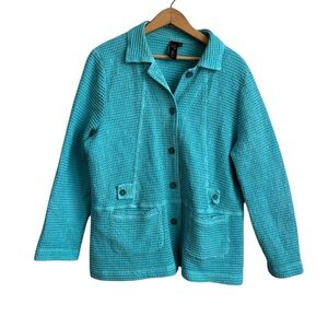 Focus Casual Life Waffle Knit Button Front Jacket – 100% Cotton MEDIUM